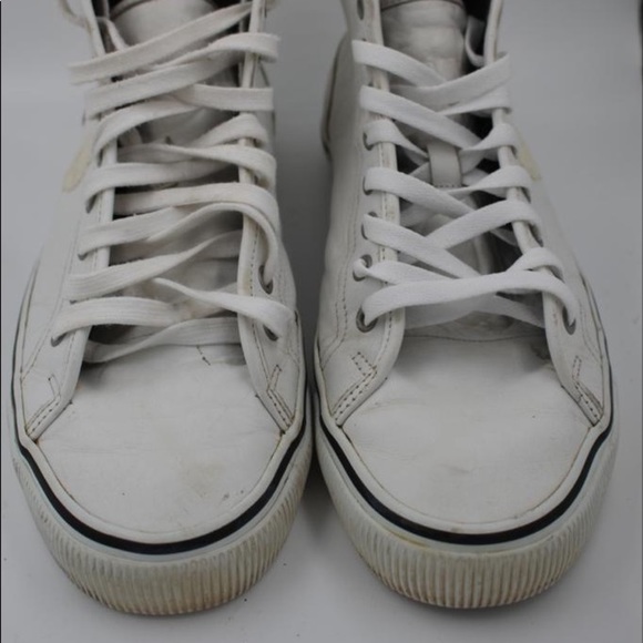 Good condition Kenzo Tiger Patch Leather High Top Sneakers In White size 10 - Picture 3 of 4